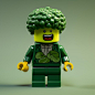 Lego Figure Covered With Broccoli Vray Berrypunk Realistic Uhd Image