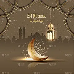 伊斯兰eid穆巴拉克贺卡设计背景用美丽的新月