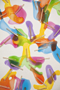 Detail of Popsicles (Rainbow) #14. 2011 Gloss medium, popsicle sticks, india ink on paper — Designspiration: 