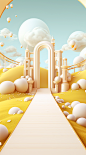 golden gate screenshot screenshot 4, in the style of whimsical animation, light white and gold, pastoral landscape, soft and rounded forms, uhd image, playfully conceptual, asymmetric compositions