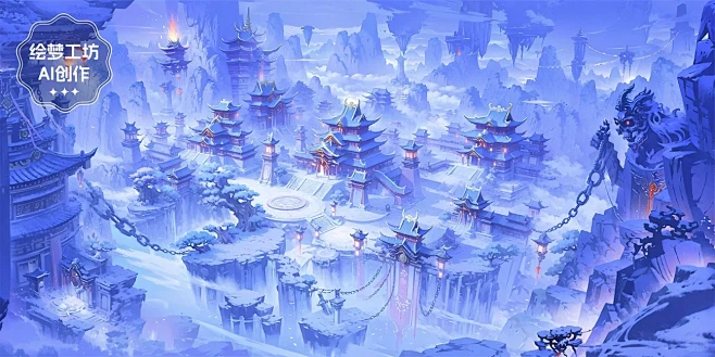 绘梦工坊丨AI古风室外背景《大地图》2-花瓣网