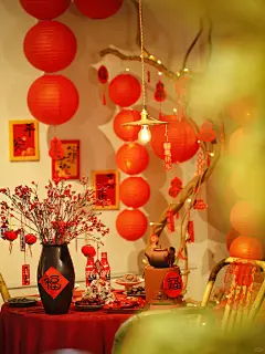 新年氛围布置，欢欢喜喜过大年。