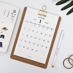 包邮北欧简约风2020年菜单式日历简约金属夹子手绘台历挂历本
