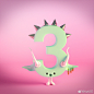 #cinema 4d#??来自设计师Ana Porta一组萌到尖叫的cinema 4d字体设计。快看阿拉伯数字变身成小怪兽啦！马卡龙配色＋婀娜的身躯，诶等等，是少了哪个数字？ ????@C4D