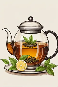 清新手绘谷雨时节醇厚香气茶叶插画
