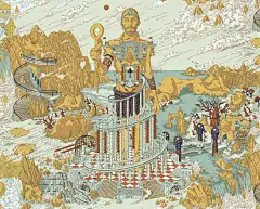 Ugo Gattoni | 奇幻巴黎奥运会海报与爱马仕
&quot;不是破坏本身吸引我，而是我喜欢解构，通过切割元素，如身体或建筑，来揭示一些惊喜。我更喜欢玩弄形状，试图扭曲现实元素，超越其常规形态。例如，我喜欢画裂缝，我猜这让画面更有活力，更生动。”
 
“每当我画画时，我都会对自己讲故事，想象画面变得生动，被赋予动画。这就像更深入地进入故事。我可以给我的马一个行走的方式，一个情绪，开玩笑等……对我来说，这是一个很好地完成我想要讲述的故事的媒介，为沉浸在这个插画世界中提供更多元素。&quot;
	
Ug