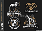 Set logo illustration dog, pet emblem design on black background