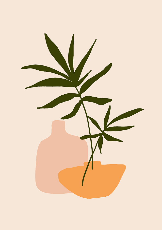 现代抽象线条人物几何艺术矢量印刷AI图案...
