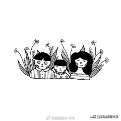 一组简单易画的手绘黑白插画 ~