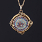 Antique Micromosaic Necklace  Victorian Bird Pendant  14k image 1