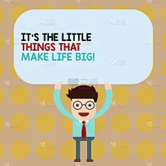 概念手工写作显示 s 是让生活变得更大的小事。商业照片展示寻找美丽的小细节男人持有以上的头空白矩形彩