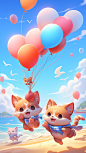 pglenn_hot_balloon_animals_on_a_beach_in_the_style_of_2d_game__c1f73f9a-6418-4fc7-9d44-0a362276e977