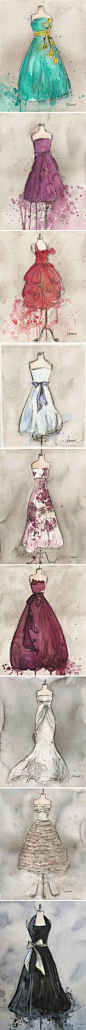 Lauren Maurer的水粉画婚纱设计#手绘##水粉#