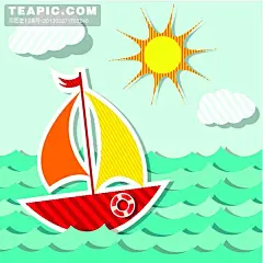 卡通海洋交通工具矢量素材#海洋##交通工具##标贴##贴纸##卡通##可爱##帆船##轮船##潜水艇##救生圈#