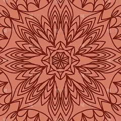 东方花卉图案。曼荼罗的设计。矢量插图。手绘万花筒背景。红砖色