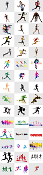 运动人物团队剪影奔跑运动人物剪影运动员企业办公人物PNG素材