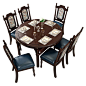 美式乡村实木可伸缩折叠餐桌圆桌 小户型家用圆形饭桌餐桌椅组合