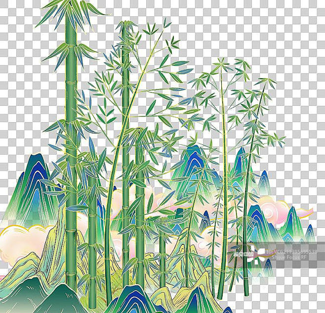 竹林竹子国潮插画元素图片素材