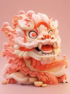 3d狮子可爱卡通龙元素图片素材