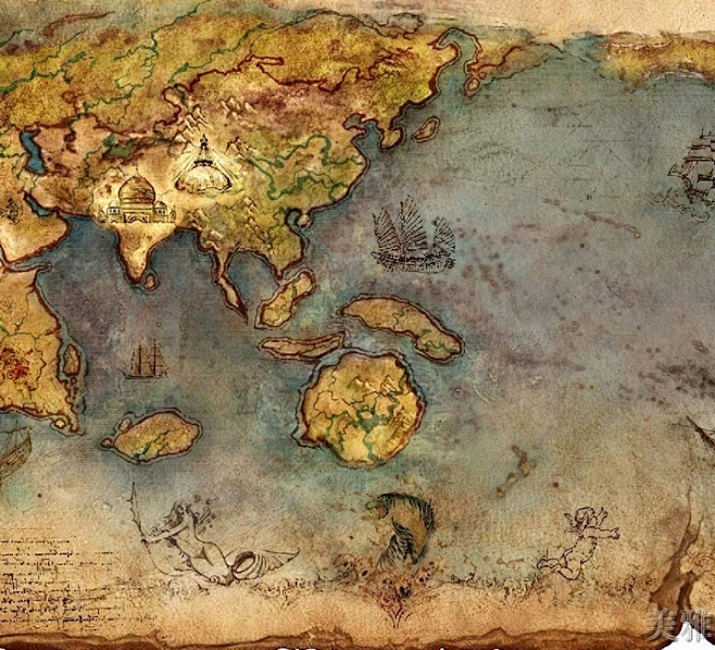 复古地图#素材材质#绘画资料参考# 来自快画CG学园 - 微博-花瓣网