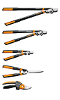 Fiskars : Some examples of the nearly 100 scissors, shears, loppers, pruners, trimmers, mowers, cutters of other tools I've designed in my time at Fiskars.  - by Colin Roberts