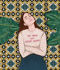哥伦比亚插画师 Stefania Tejada 的插画具有非常明显的个人风格，比如这组“女孩与植物”系列，穿着时尚的女孩是主角，背景是各色马赛克，贯穿创作始终的元素是绿色植物。