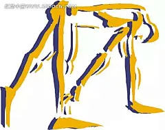 手绘黄色弯腰小人EPS素材|插画|卡通|人物素材|人物图片|生活图片|矢量|矢量人物|矢量素材|手绘