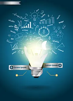 灯泡海报背景矢量图高清素材 几何 分析 创意 扁平 手绘 招贴 数据 海报 渐变 灯泡 灵感 箭头 节能环保 矢量图 平面广告 设计图片 免费下载