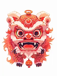 红色狮子元素素材图片AI图