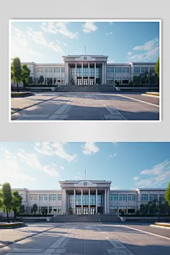 AI数字艺术教学楼校园场景摄影图-众图网