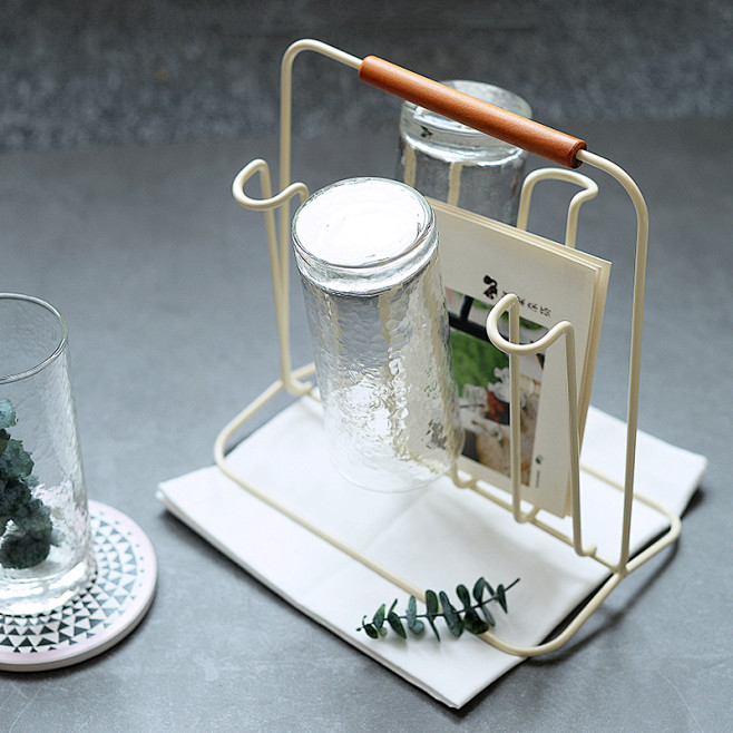 日式铁艺杯子架 茶杯沥水架 创意厨房置物...