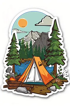 AI数字艺术户外露营插画贴纸元素-众图网