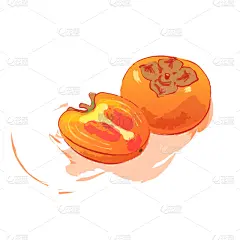 白色背景,绘画插图,水果,贺卡,分离着色,手,柿子树,矢量,设计