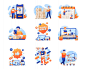 Cyber monday sale illustration collection Premium Vector