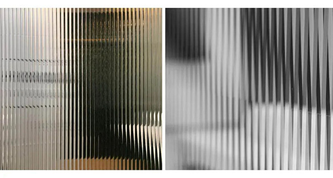 长虹纹玻璃简洁的竖直长条纹将遮挡的物体延伸折射给人竖向拉长的视觉