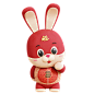 三维渲染中国农历传统新年卡通兔子3D插画_AL-60_3D-Character-Chinese-Rabbit-Thinking-Pose
