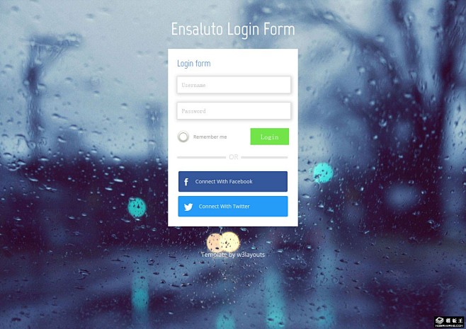 玻璃水珠登录框网页模板免费下载_模板王