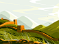 Great Wall of China kit8 flat vector illustration background landscape landmark famous china wall great