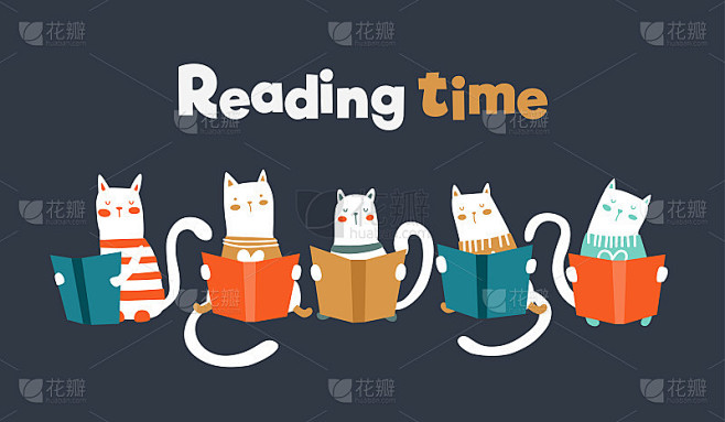 有趣的猫读书