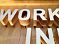 Laminated Plywood letters.  Gateway to the Gates Foundation: Visitor Center by Olson Kundig
