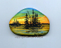 HAND PAINTED STONE Lake Superior rock scene by OriginalSandMore, $28.00: 