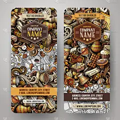 可爱的,乱画,色彩鲜艳,卡通,饮料,华丽的,热,菜单,蛋糕,绘制