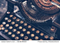 Antique Typewriter. Vintage Typewriter Machine Closeup Photo.