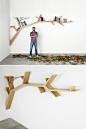 法国设计师 Olivier Dollé 设计的树枝书架