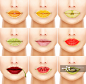Woman's mouths with fruity lip gloss.