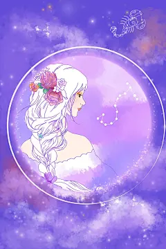 卡通手绘十二星座美女头像之天蝎座插画