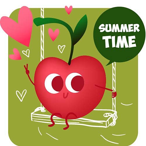 有爱心的卡通苹果