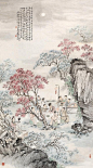 钱松岩——仿古山水《桃李夜宴图》 | 
钱松岩(1899.9~1985.9)，当代画家,江苏宜兴人。曾任江苏省国画院院长、名誉院长，江苏省美术家协会主席，中国美术家协会常务理事、顾问，是当代中国山水画主要代表人之一。钱松岩以诗思、书意融入画法，常用秃笔中锋，以稳健、凝重、沉着、浑厚为典型特色，意境深邃隽永，富有生活情趣。