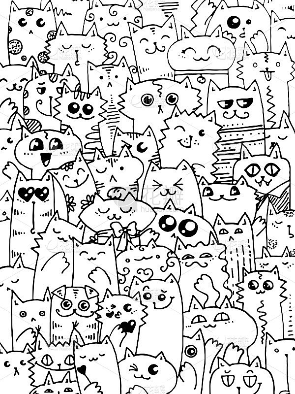 Kawaii doodle cats p...