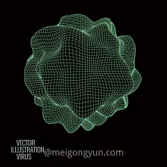 三维发光粒子球体科学技术EPS矢量插画素材 3D deformed glowing sphere-平面图形-@美工云(meigongyun.com)